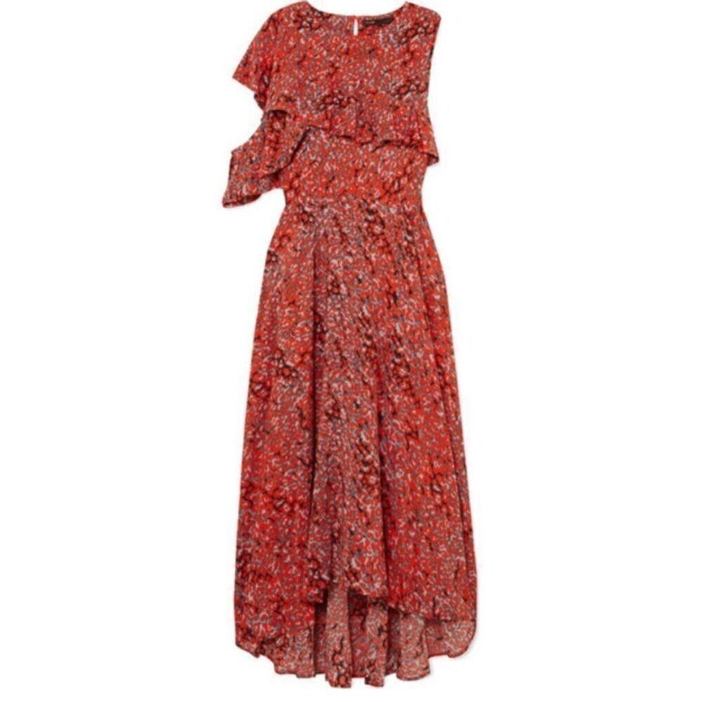 Maje Rivele Cold-Shoulder Floral-Print Crepe Midi Dress 1